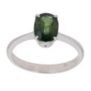 9ct White Gold Green Gemstone Single Stone Ring