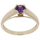 9ct Yellow Gold Amethyst Single Stone Ring
