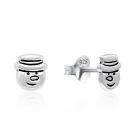 Silver 6x5.5mm Snowperson Stud Earrings