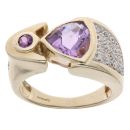 9ct Yellow Gold 0.25ct Diamond And Amethyst Ring