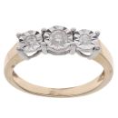 9ct Yellow Gold 0.25ct Diamond Trilogy Ring