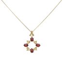 9ct Yellow Gold Garnet Wreath Pendant and Chain 18"