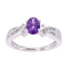 9ct White Gold Amethyst and Diamond Crossover Ring