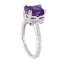 9ct White Gold Amethyst and Diamond Rectangular Dress Ring