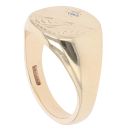 9ct Yellow Gold Patterned 0.05ct Diamond Signet Ring