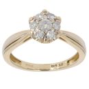 9ct Yellow Gold 0.33ct Brilliant Cut Diamond Cluster Ring
