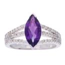 9ct White Gold Amethyst and Diamond Marquise Ring