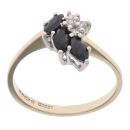 9ct Yellow Gold Sapphire and 0.05ct Diamond Fancy Ring