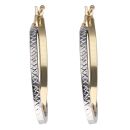 14ct Yellow And White Gold Oval Duo Hoop Earrings