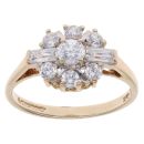 9ct Yellow Gold Cubic Zirconia Cluster Ring