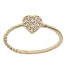 14ct Yellow Gold Cubic Zirconia Pave Heart Cluster Ring