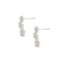 Sterling Silver Triple Star Cubic Zirconia Climber Stud Earrings