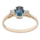 9ct Yellow Gold 0.10ct Diamond and Blue Topaz Dress Ring