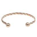 9ct Yellow, White and Rose Gold Twist Patterned Torque Bangle