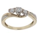 9ct Yellow Gold 0.25ct Brilliant Cut Diamond Trilogy Ring