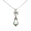 9ct White Gold Green Amethyst and White Sapphire Pendant and Chain 16"