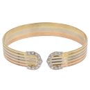 18ct Yellow White and Rose Gold Cubic Zirconia Torque Bangle
