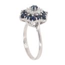 18ct White Gold 0.25ct Diamond And Sapphire Cluster Ring