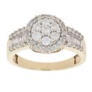 9ct Yellow Gold 0.80ct Brilliant and Baguette Cut Diamond Cluster Ring