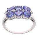 18ct White Gold 0.04ct Diamond And Tanzanite Cluster Ring