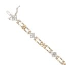 9ct Yellow and White Gold 0.75ct Diamond Bracelet 7"