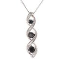 9ct White Gold 0.12ct Diamond and Sapphire Pendant and Chain 22"