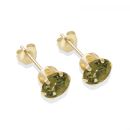9ct yellow gold 6mm dark peridot CZ stud Earrings