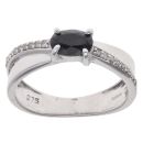 9ct White Gold 0.10ct Diamond And Sapphire Solitaire Ring