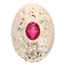 14ct Yellow Gold Red Gem Patterned Ring