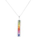 18ct White Gold 0.35ct Brilliant Cut Diamond And Multi-Gemstone Pendant And Chain 18"