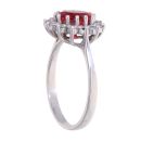 9ct White Gold Red Gemstone and Cubic Zirconia Cluster Ring