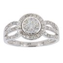 9ct White Gold Diamond Cluster Ring by Anya Belle