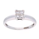 18ct White Gold 0.25ct Princess Cut Diamond Cluster Ring