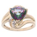 9ct Yellow Gold 0.05ct Diamond And Mystic Topaz Ring