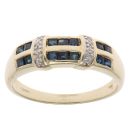 9ct Yellow Gold 0.05ct Diamond And Sapphire Ring