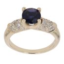9ct Yellow Gold 0.10ct Diamond And Sapphire Ring