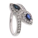 18ct White Gold 0.33ct Diamond And Sapphire Cluster Twist Ring