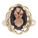 9ct Yellow Gold Smoky Quartz Single Stone Ring