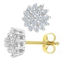 9ct Yellow Gold 0.25ct Diamond Cluster Stud Earrings