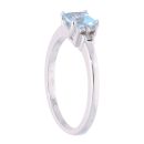 9ct White Gold Blue Topaz and Diamond Square Ring