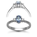 18 Carat White Gold D-8pt Tanzanite-39pt 3 Stone Ring