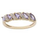 9ct Yellow Gold 0.05ct Diamond and Tanzanite Cluster Ring