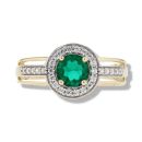 9ct Yellow Gold Created Emerald And Cubic Zirconia Dress Ring