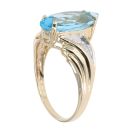 9ct Yellow Gold Blue Topaz and 0.05ct Diamond Ring
