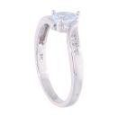 9ct White Gold Blue Topaz and Diamond Pear Twist Ring