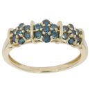 9ct Yellow Gold 0.55ct Blue Diamond Cluster Ring
