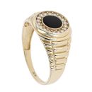 9ct Yellow Gold Onyx And Cubic Zirconia Signet Ring