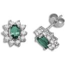 18 Carat White Gold Diamond-52pts Emerald-1.25ct Diamond Earrings
