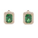 14ct Yellow Gold Cubic Zirconia And Green Gemstone Cluster Earrings