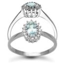 9 Carat White Gold 0.12pts Diamond & Blue Topaz Ring